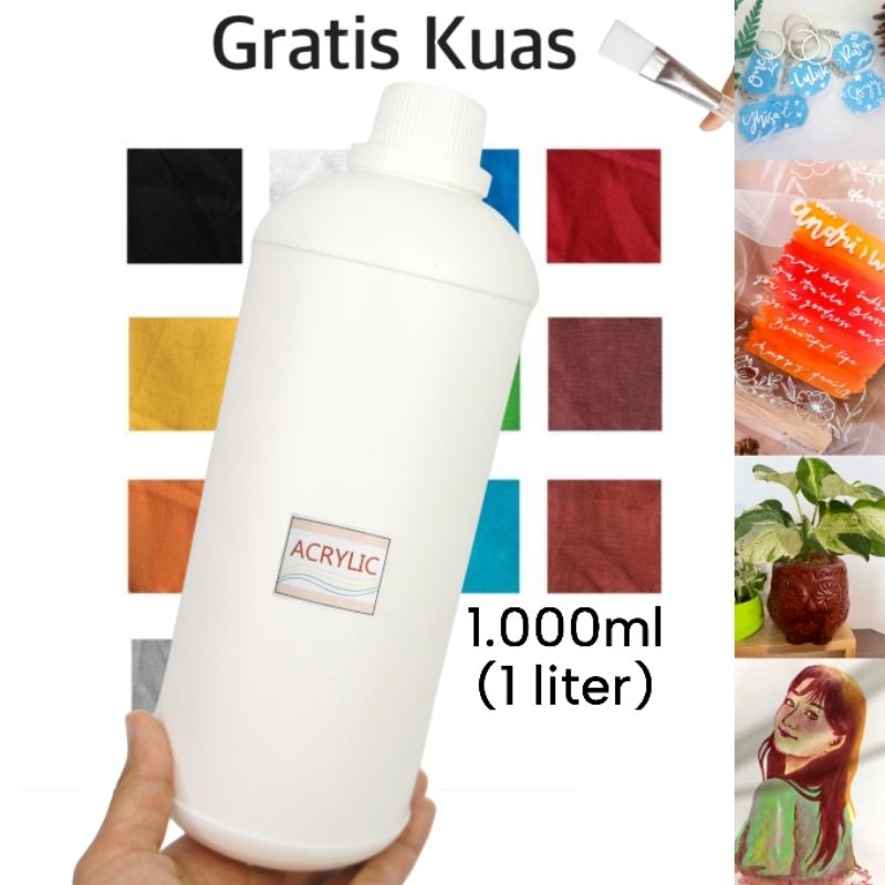 

Cat Acrylic (1.000ml / 1 liter) Premium Cat Lukis Akrilik waterbased serbaguna multimedia untuk Kanvas Kertas Kayu Styrofoam Mural Tembok Clay Kaca Tanah Liat Plastik Kain Kulit Vinyl Batu Gypsum Montessori Anak Acrylic Paint Permanen Waterproof by Ganzel