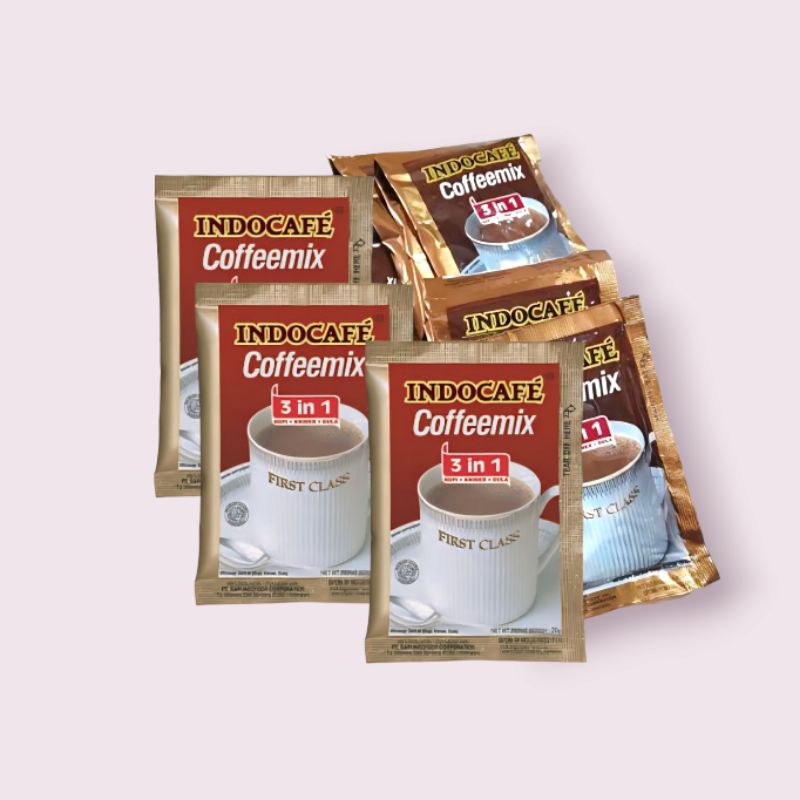 

INDOCAFE COFFEMIX 3in1 - Harga 1 Renceng ( 10 Saset ) - Kopi First Class Coffemix