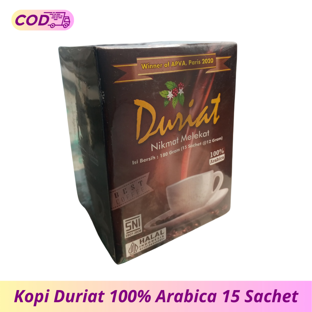 

Kopi Duriat 100% Arabica Java Puntang 1 Kotak 15 Sachet @12gram