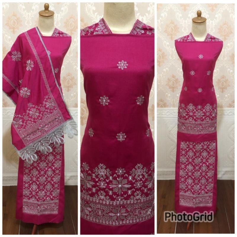 bahan/ bakal baju kurung selendang bordir Bukittinggi