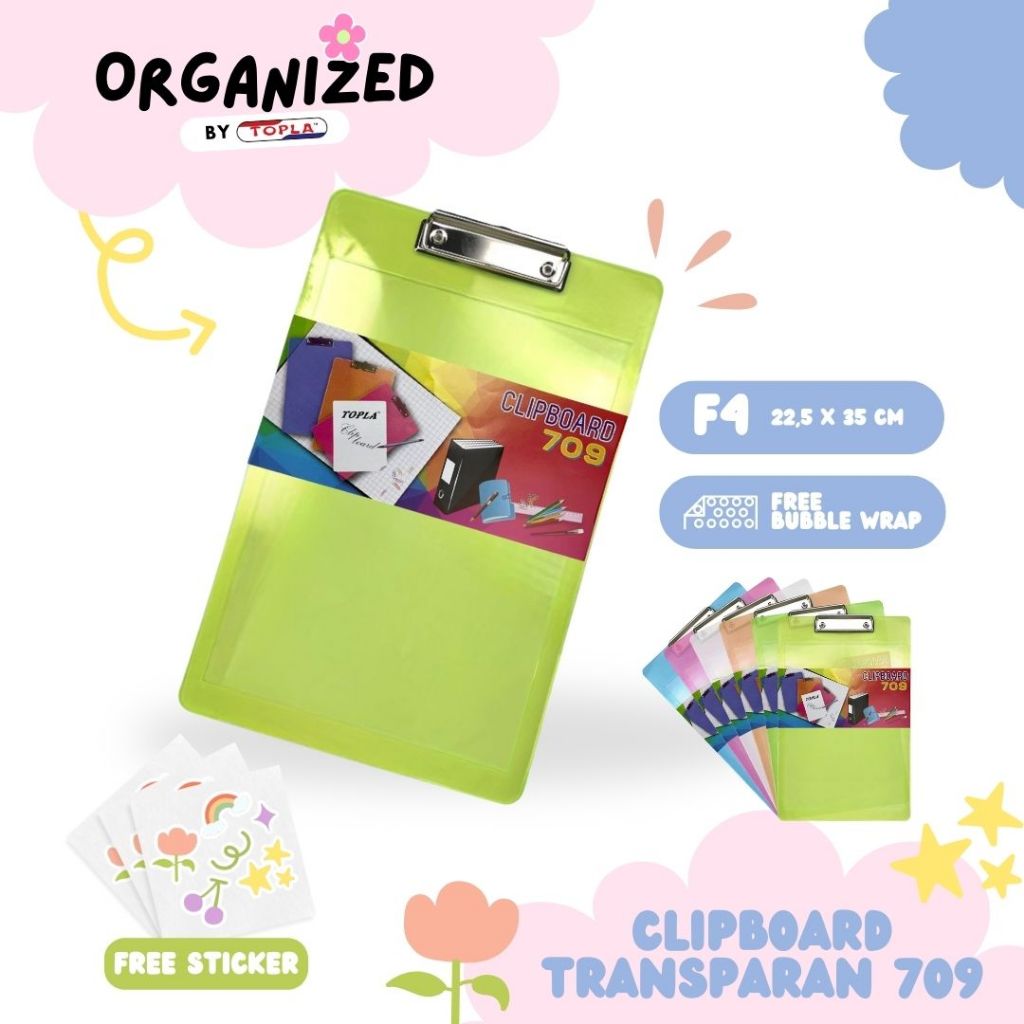 

Clipboard 709 alas papan dada ujian jalan ukuran folio transparan Topla