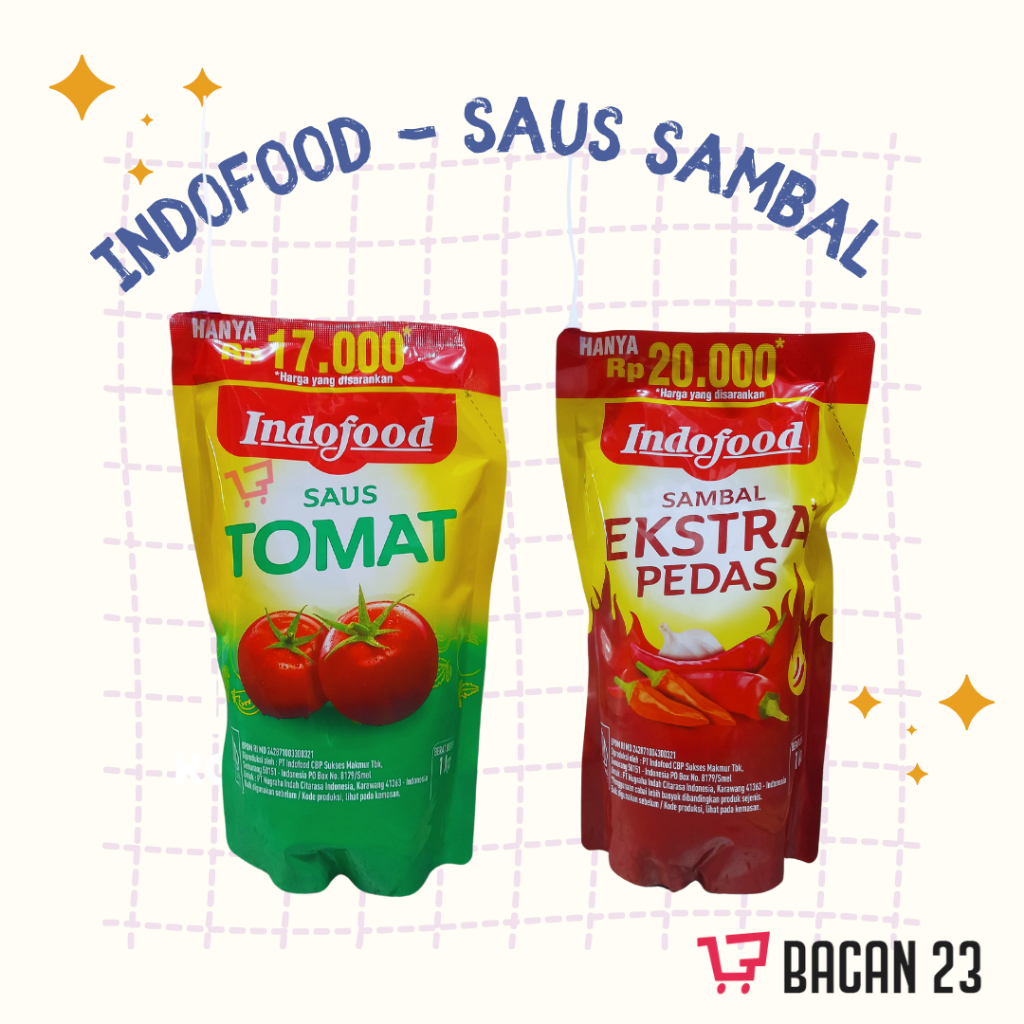

Indofood Saus Tomat - Sambal Ekstra Pedas (1kg) Saus Indofood Refill
