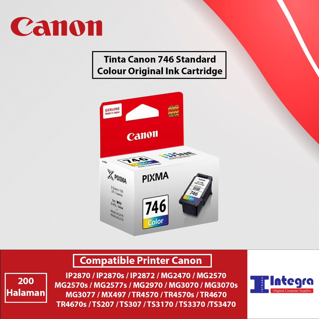 Tinta Canon 746 Colour Standard Original Tinta Printer Canon MG2570S TR4570S TS207 TS307