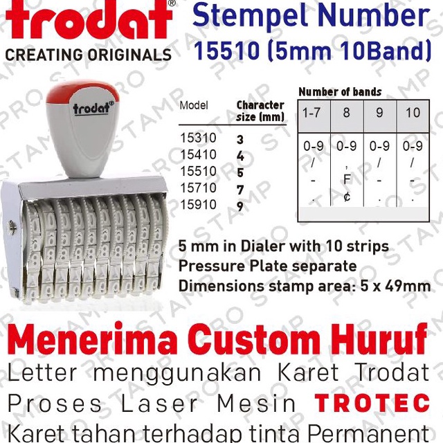 

KODE K6Q Stempel Angka Manual 1 Digit 5mm Trodat 1551
