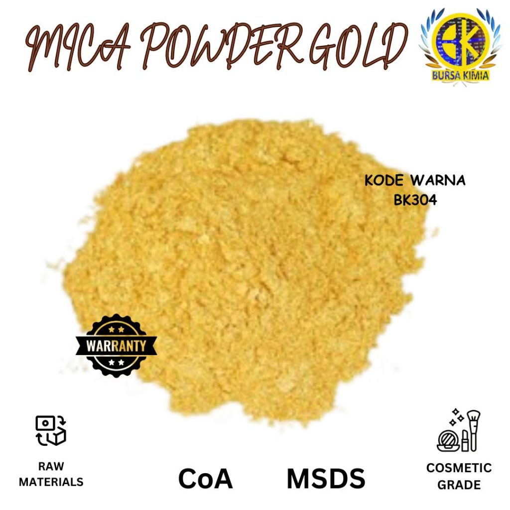 Mcia Powder Gold 10gr Mika Bubuk Warna Emas Cerah Pewarna Kosmetik DIY Slime Lilin dan lain-lain