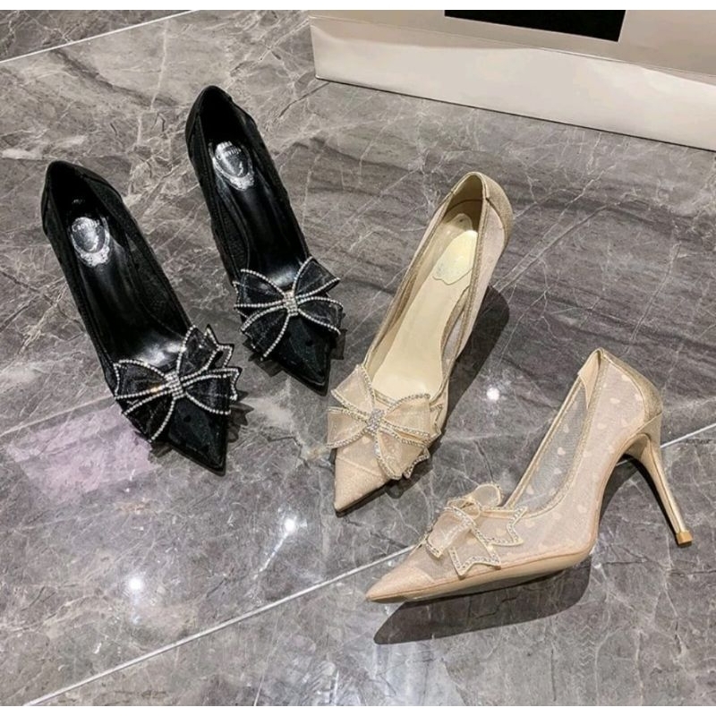 Sepatu Hak Tinggi 8.5cm Wanita Dewasa Stiletto High Heels Runcing Import Murah Premium Kekinian