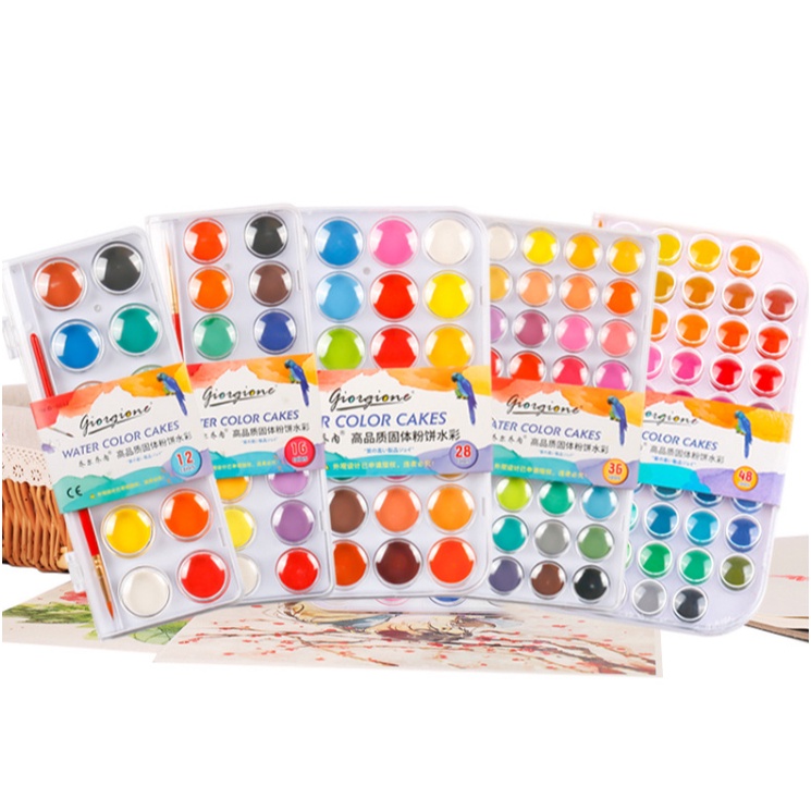 

BURUAN SERBU Giorgione Solid Watercolor Paint ECO PACK Watercolour cake Cat Air 121624283648 Warna FREE Kuas