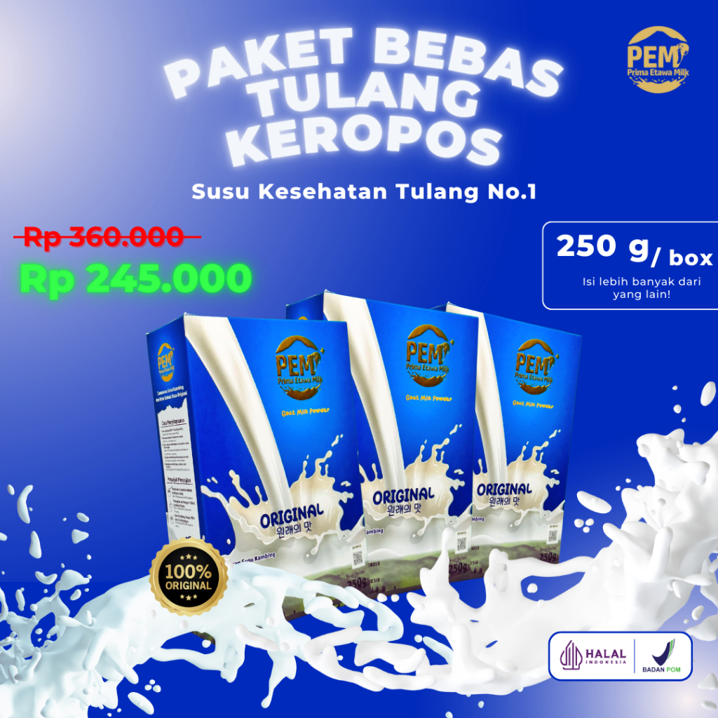 

PAKET BEBAS TULANG KEROPOS | PAKET 3 BOX - SUSU KAMBING ETAWA MILK | RASA ORIGINAL