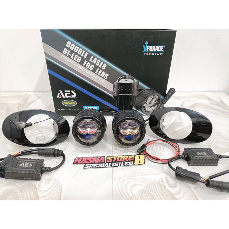 FOG LAMP BILED AES 2 INCH DOUBLE LASER MOBIL BRIO JAZZ YARIS DLL