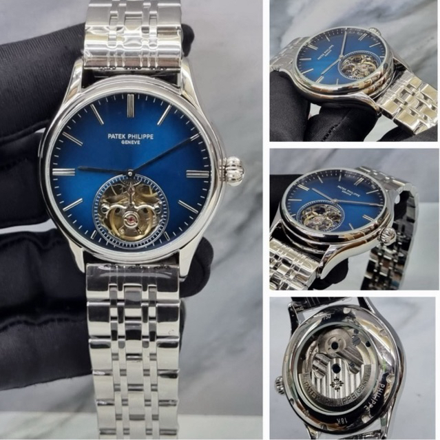 JAM TANGAN PRIA PATEK PHILIPPE SKELETON CHAIN SILVER BIRU AUTOMATIC JAPAN AAA 42mm #Jantanganpria #J