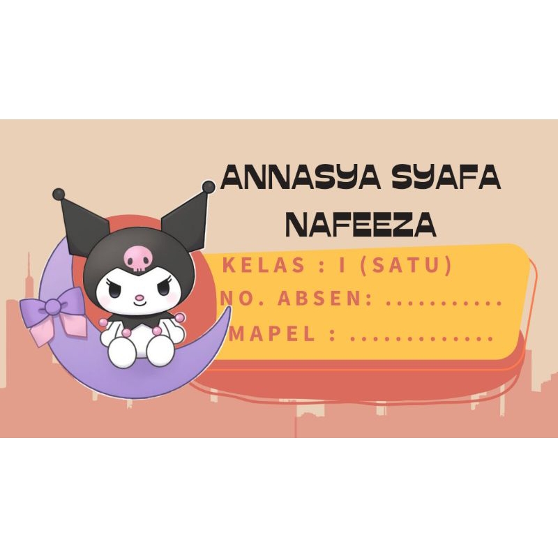 

STIKER LABEL CUSTOM NAMA | KUROMI | UNICORN | HIJAB | 1 PAKET ISI 20pcs (4 Desain)