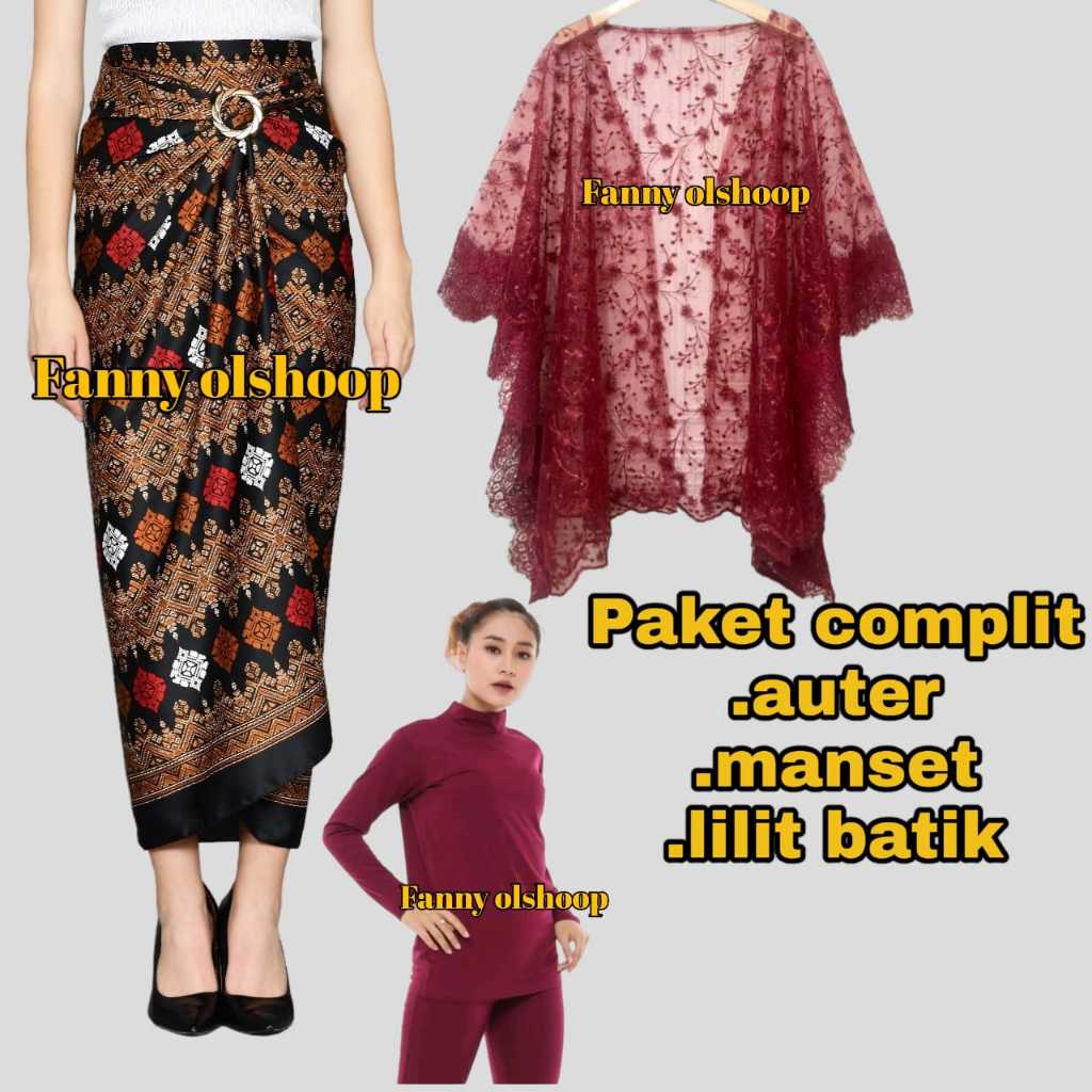 Setelan kebaya modern tille outer pita cantik mix satin brukat kondangan wisuda bridesmaid & rok lil