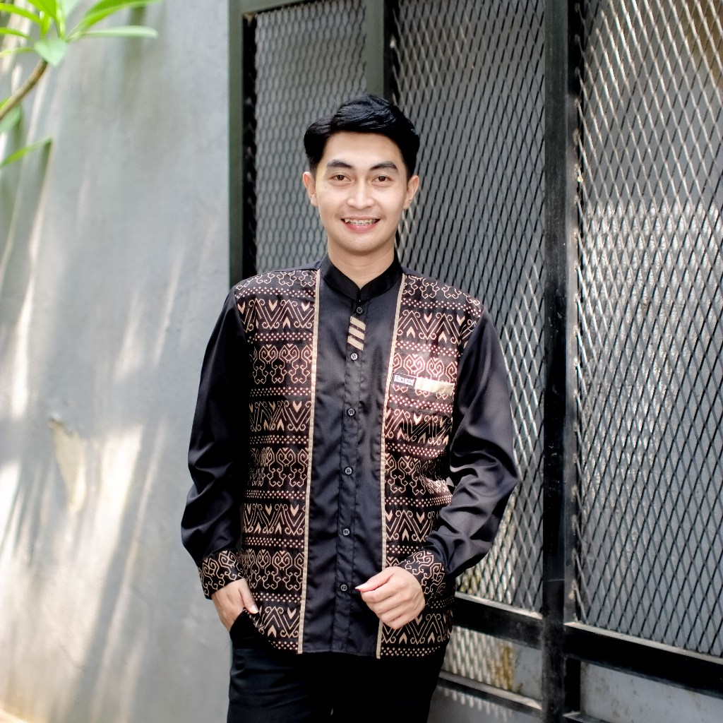 Kemeja Batik Baju Koko Muslimin Pria Lengan Panjang Elrumi Bahan Katun Toyobo Motif Jarilist