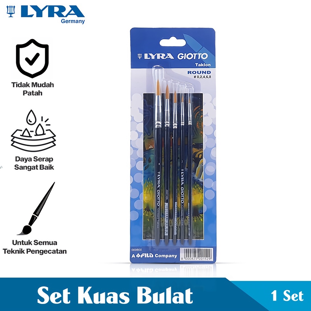 

KODE A9N8 Lyra Sikat Kuas Bulat 1 Set Taklon Round Brush Peralatan Gambar Lyr5698