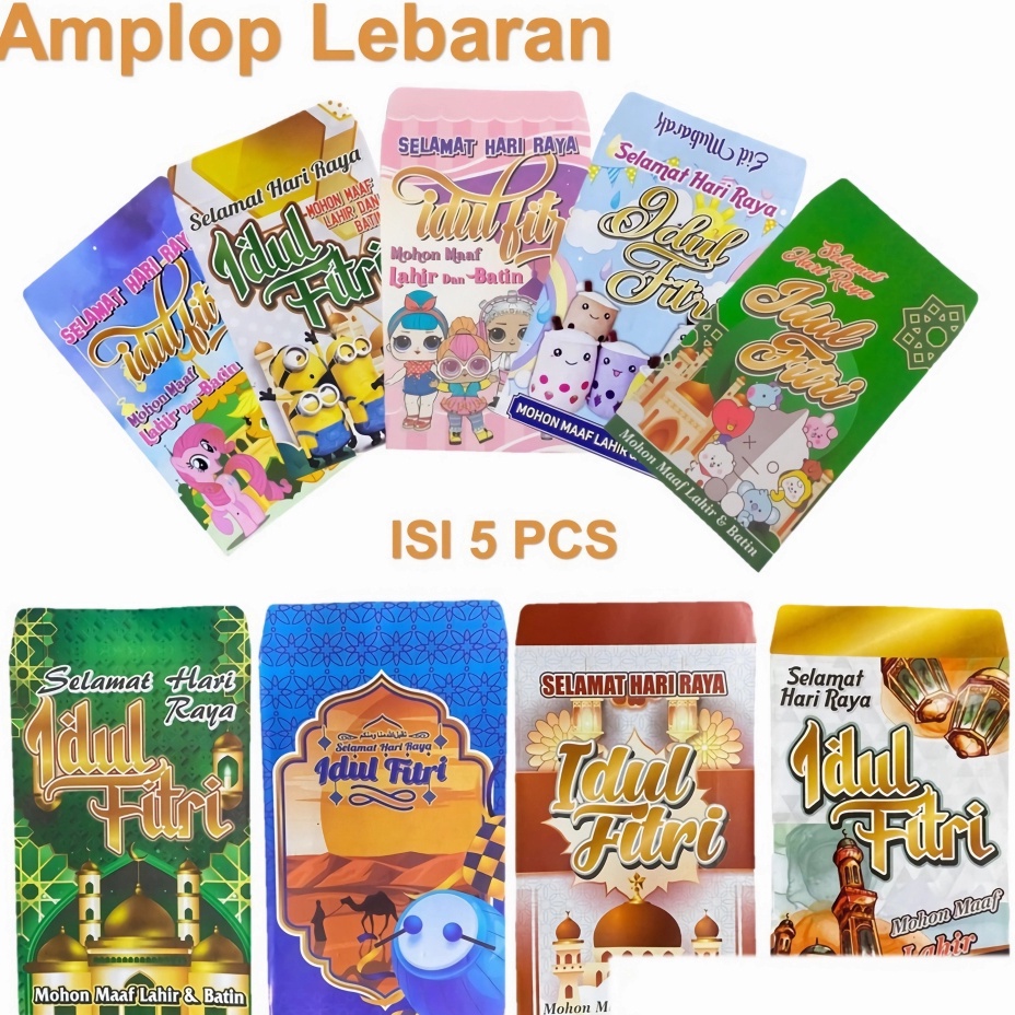 

SPESIAL DISKON APEN 5pcs Amplop Lebaran THR Karakter Motif Kartun Ukuran Kecil Idul Fitri Motif