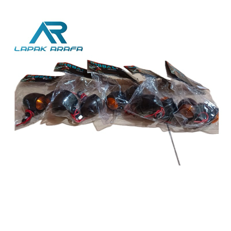 Lampu sein motor retro classic/custom universal bulat hitam