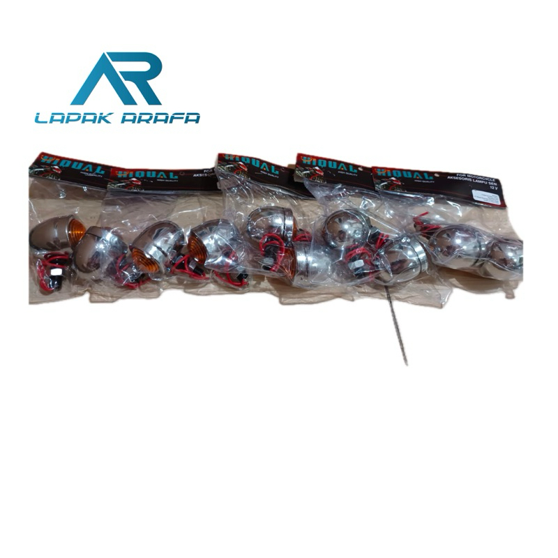 Lampu sein motor retro classic/custom bulat silver