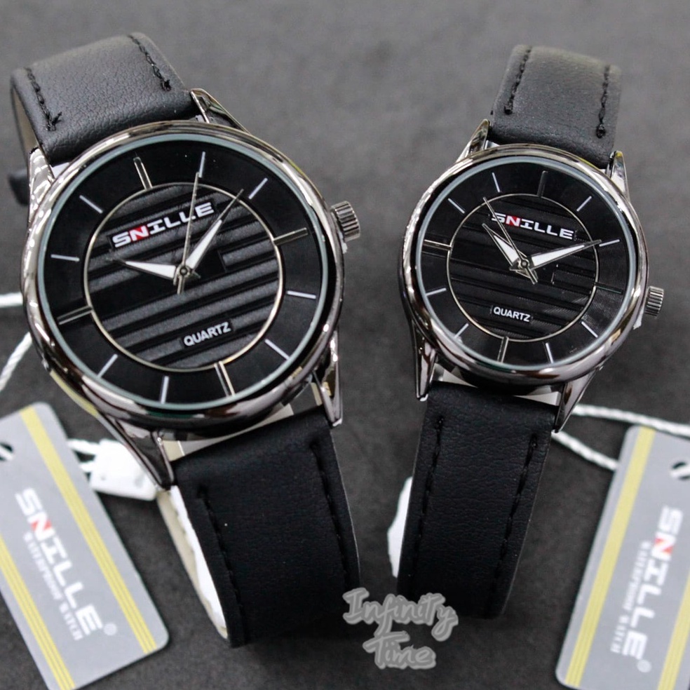 KODE C3O8 Jam Tangan Couple Snille N1151 Cowok Cewek Analog Strap Leather Kualitas Original Waterpro