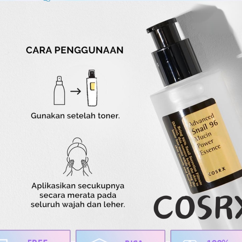 Top CSRX Advanced Snail Mucin 96 Power Essence Skin Care  1 ML Toner Eksfoliasi Ringan Untuk Semua J