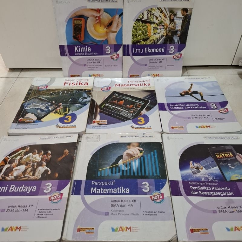 BUKU PAKET TIGA SERANGKAI SMA KELAS 3 | Fisika, Kimia, PJOK, Ekonomi, Seni Budaya, Matematika Wajib 