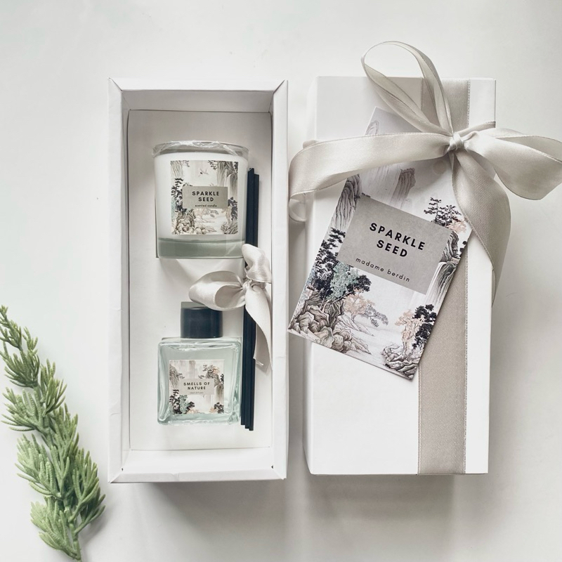 NEW 7 VARIAN HAMPERS SET SCENTED CANDLE REED DIFFUSER BY MADAME BERDIN KADO ULANGTAHUN SEMPRO WISUDA
