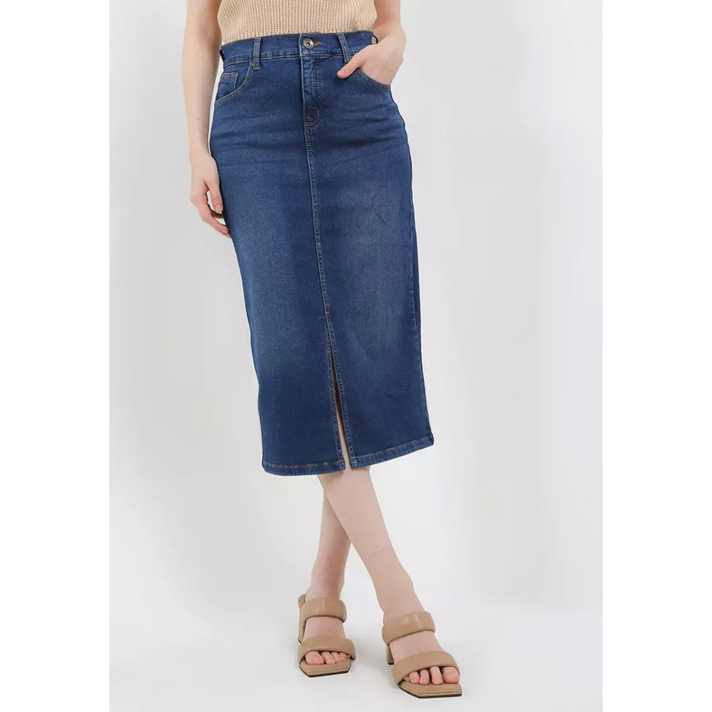 Exit Mira Skirts Original (Rok Midi Jeans Denim Wanita)