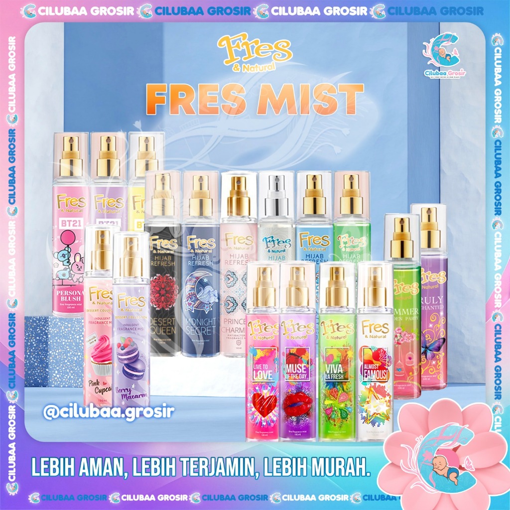 FRES & Natural Fine Fragrance Mist Botol 100mL || Parfum Spray Cologne Body Mist || Parfum Hijab Ref