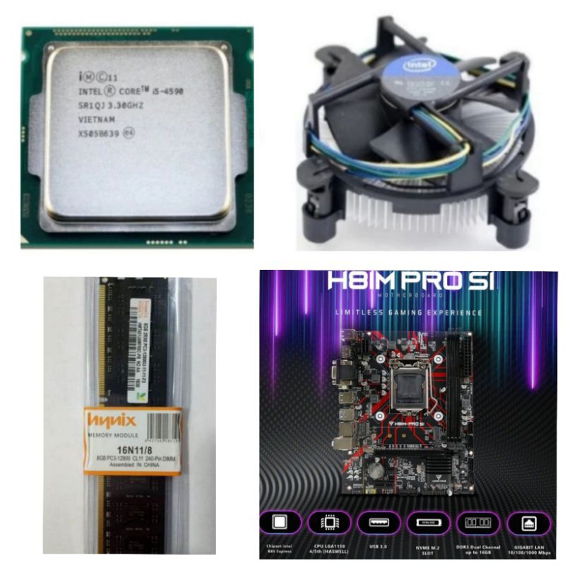 Paket PC Rakitan Intel Core i5 Gen 4 LGA 1150 H81 NVME RAM DDR3 4gb / 8gb / 16gb