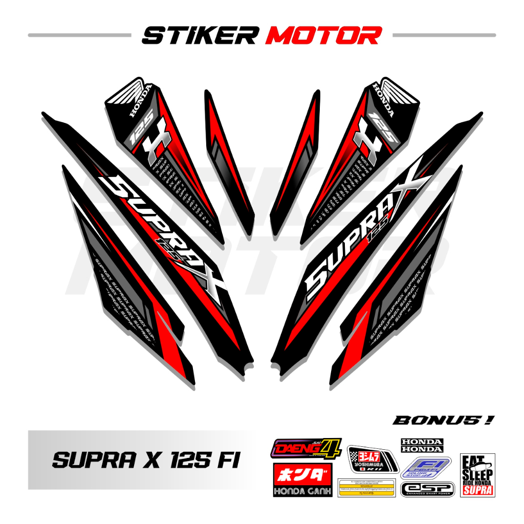 SP46 Striping Stiker Supra X 125 Fi Variasi Simpel Garis Sticker Motor Honda Supra X 125 New Injeksi