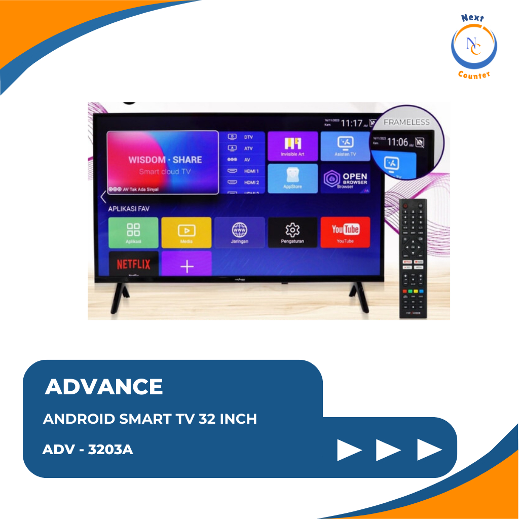 ADVANCE ANDROID SMART TV FRAMELESS 32 INCH ADV - 3203A