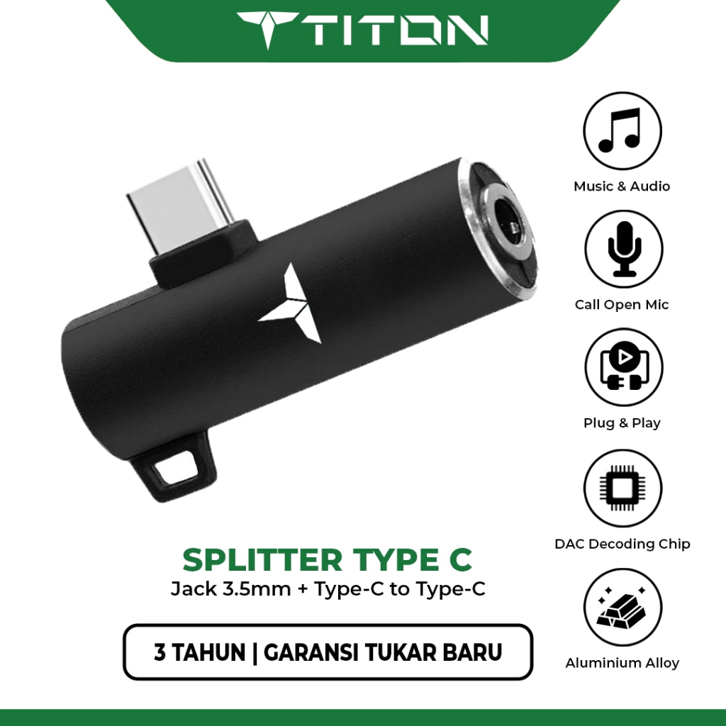 TITON Splitter Converter DAC Chip Jack 3.5mm Audio and Type C to Type C Adapter Adaptor OTG for Sams