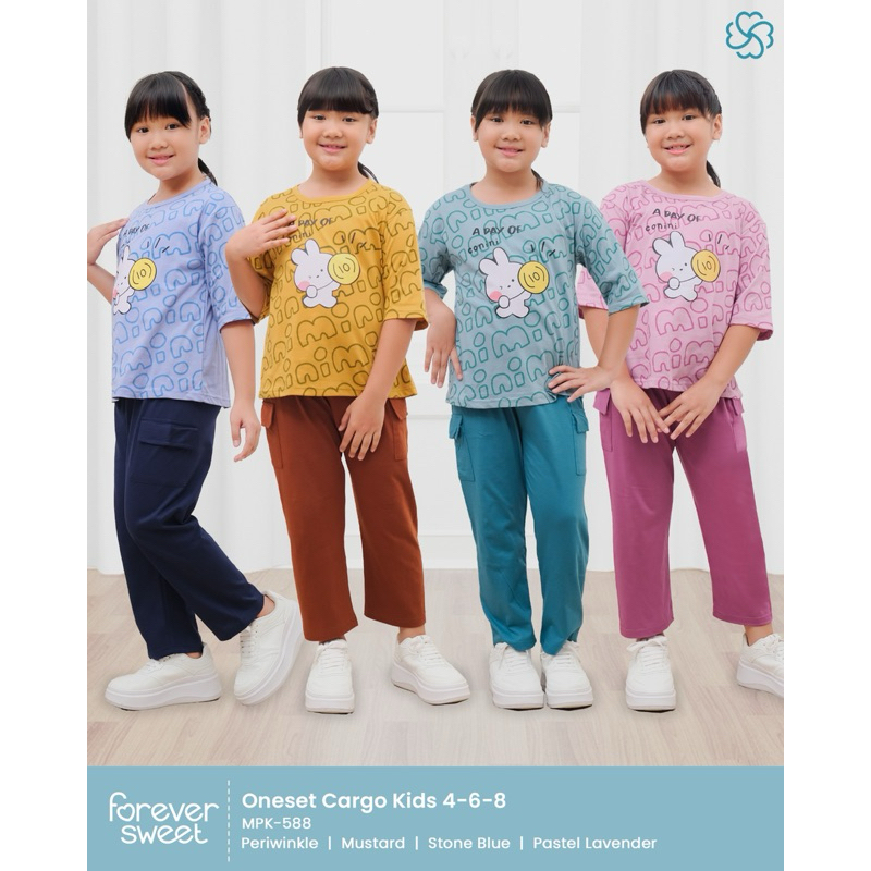 Setelan CP Cargo Anak Forever Sweet Concept Size 4 6 8 Piyama Forever Sweet Celana Panjang Cargo Ana