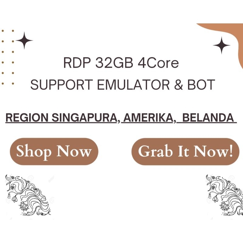 RDP 32GB / 4Core Support Emulator Bergaransi