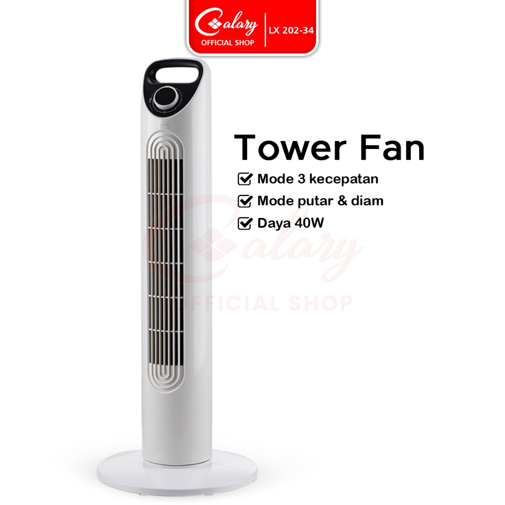 CALARY Kipas Angin Kipas Lantai Listrik Kipas Elektrik Silent Tower Fan Kecepatan Ringan 202-34