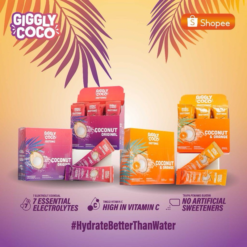 

Giggly coco minuman isotonic pengganti cairan tubuh BOX rasa air kelapa original orange jeruk
