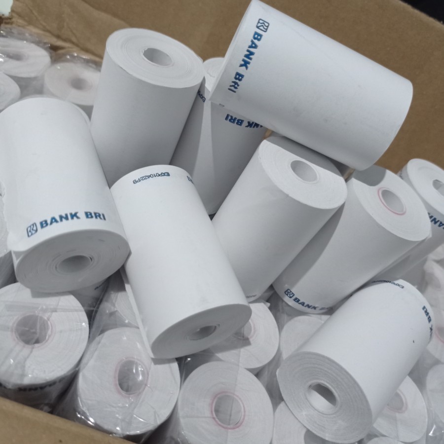 

Kertas Kasir Struk Thermal Coreless EDC Logo Bank BRI 57x30 per PCS per 1 Roll