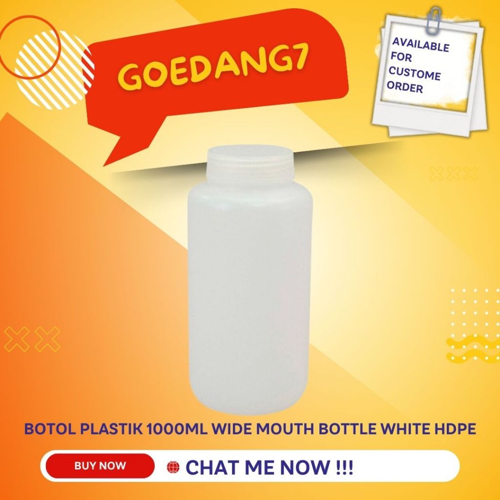 BOTOL PLASTIK 1000ML WIDE MOUTH BOTTLE WHITE HDPE