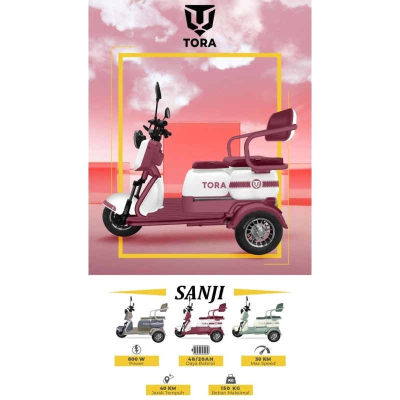 SEPEDA LISTRIK RODA 3 TIGA TORA MURAH ORIGINAL 800 WATT