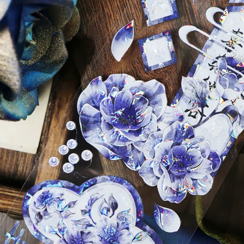 

Washi tape selotip bahan metalic glitter hologram motif mix 10