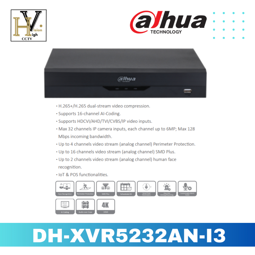 DVR DAHUA 32CH 5MP DH-XVR5232AN-I3