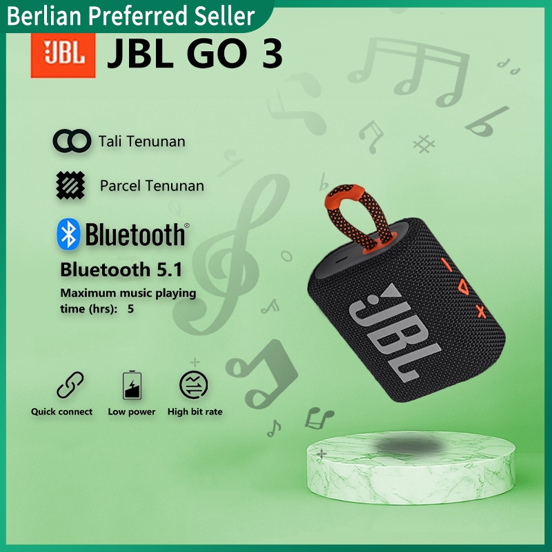 JBL Go 3 Waterproof Bluetooth Speaker 1 Month Warranty 100% Original Portable Wireless Audio for Lap