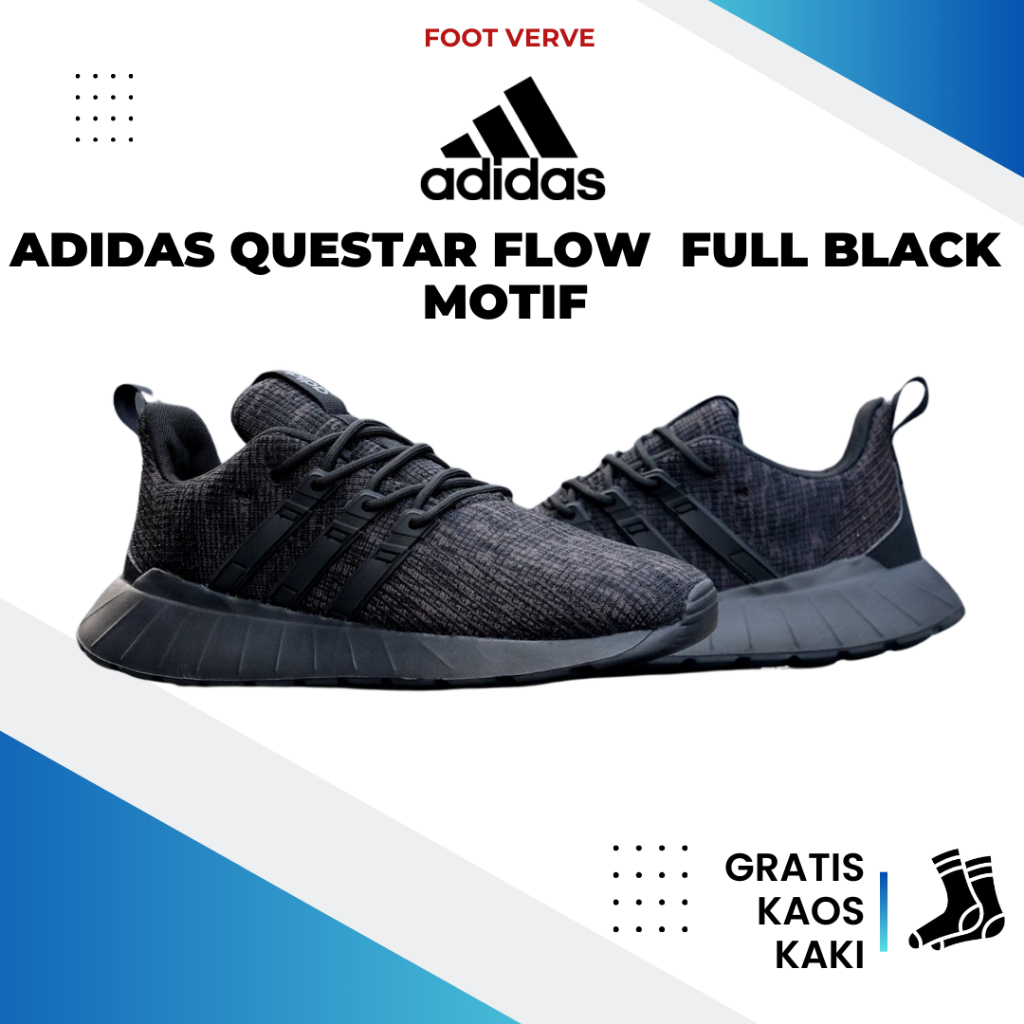 Sepatu Adidas Questar Flow Full Black Unisex 100% Original - Sepatu Adidas Questar Flow Original