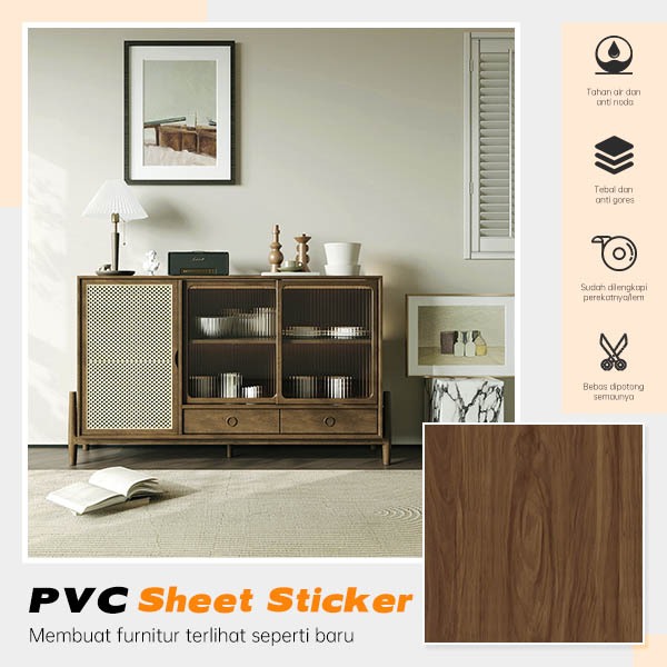 Sticker Pvc Motif Kayu Untuk Dinding/Lantai/Furniture Motif Serat Kayu Premium