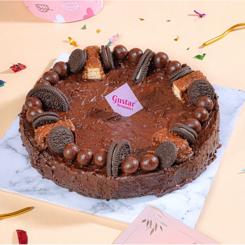 

CHOCO TART BY GUSTARBROWNIES BIRTHDAY BROWNIES / BROWNIES ULANG TAHUN / FUDGY FUDGE BROWNIES BIRTHDAY