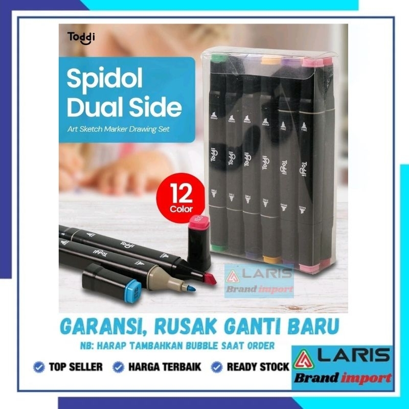 

Spidol Warna Sketsa Dual Side Fine Art Marker Brush Pen Animation isi 12 Smooth Ink Multi Color