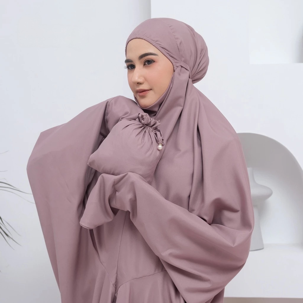 Mukena Dewasa Katun Polos Terusan/Mukena Nadia Terusan Polos Niqob/ Mukena Lajuran katun