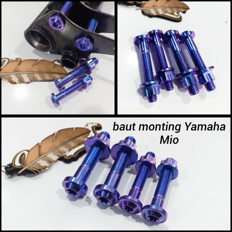 LIVE - BAUT TITANIUM MOUNTING MONTING YAMAHA MIO SMILE SPORTY SOUL FINO KARBU ( 4 SET ) /   ORIGINAL