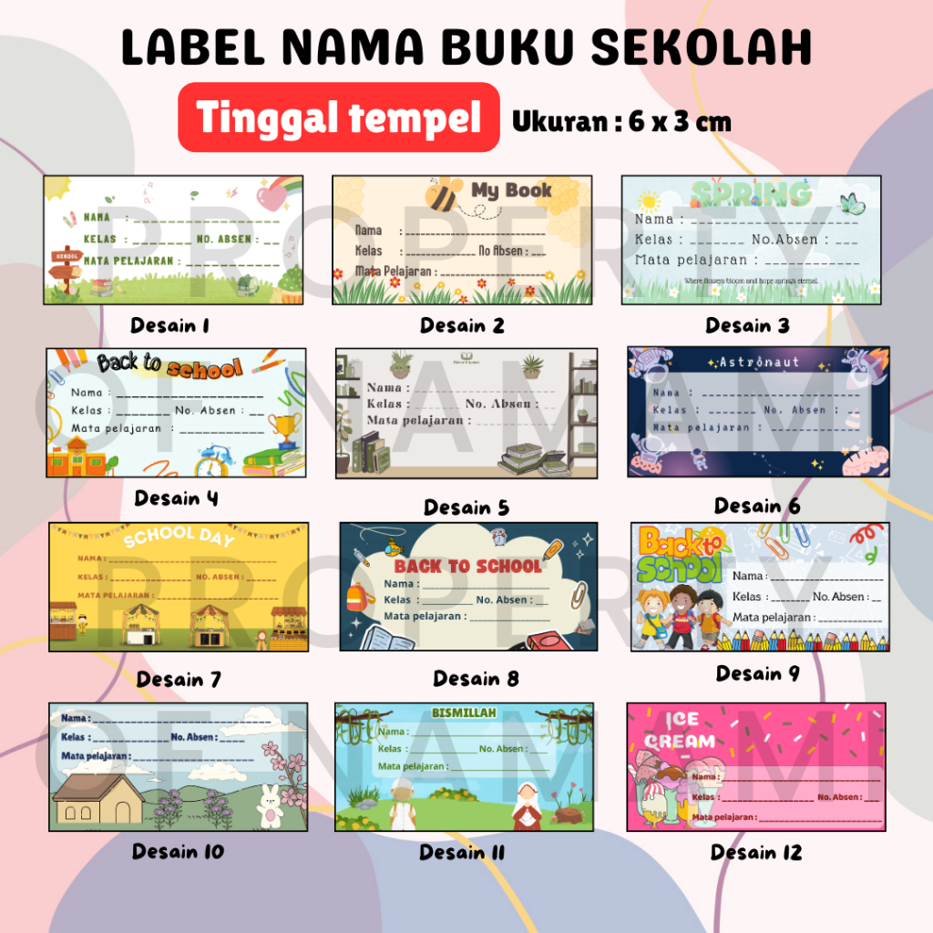 

STIKER LABEL NAMA BUKU SEKOLAH LUCU TINGGAL TEMPEL