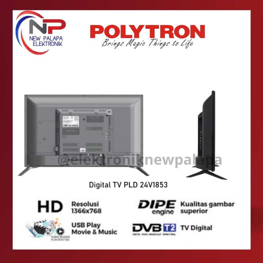 LED Digital Polytron 24inch 24V1853 Digital TV Polytron 24inch Polytron LED Digital Tanpa STB