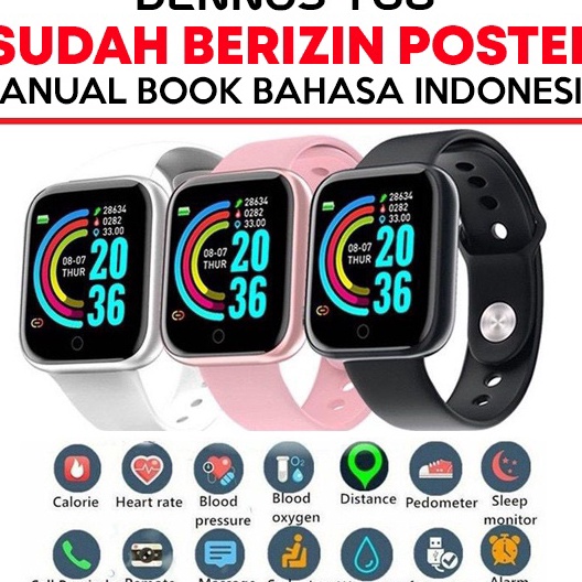 KF7 Dennos Y68 smartwatch d2 Jam Tangan Tahan Air IP68 Monitor Denyut Jantung